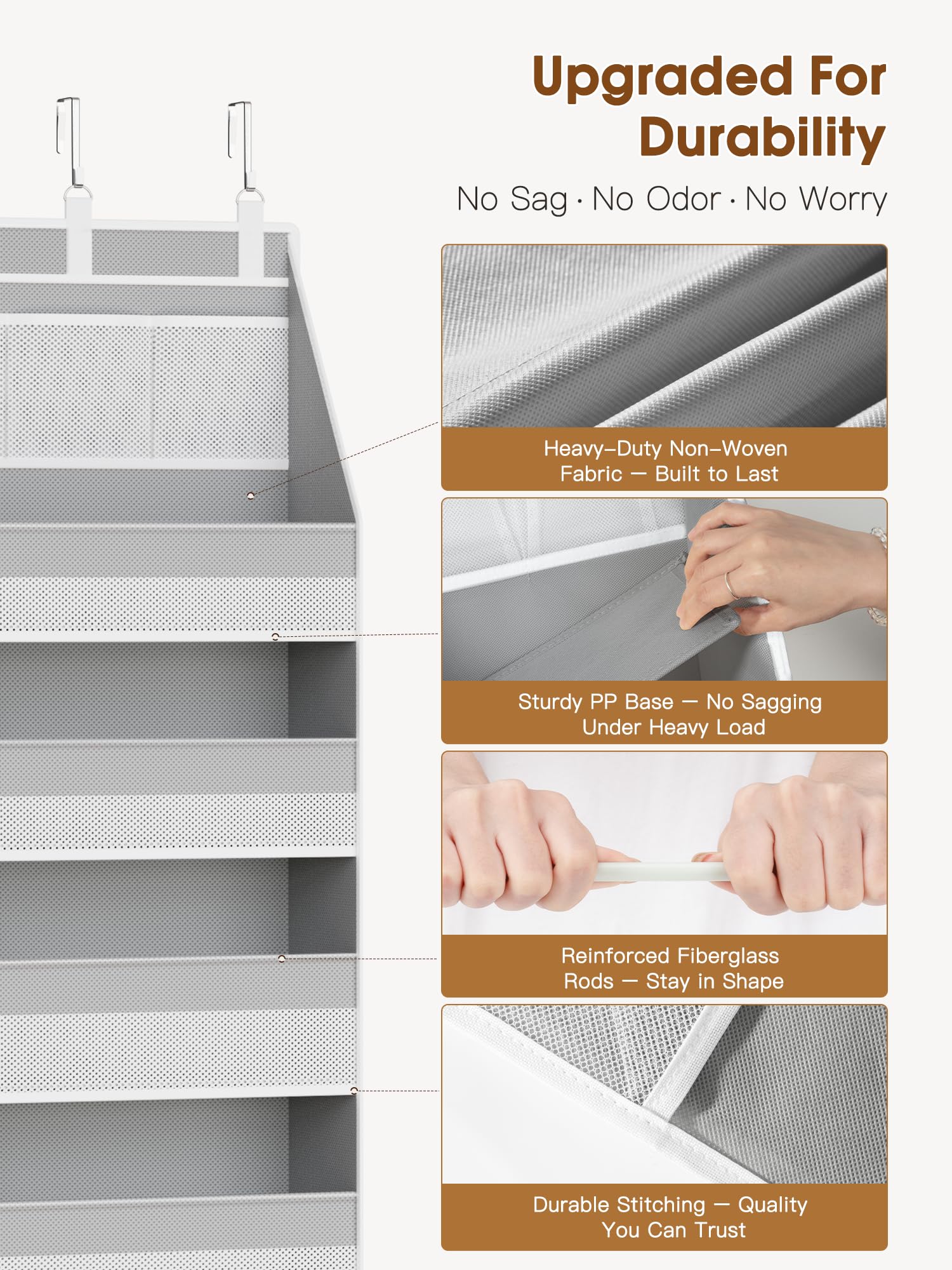 Criusia door organizer 13 mesh pockets for small essentials like chargers and cosmetics.