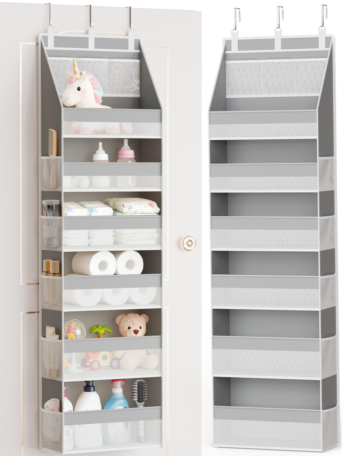 Criusia door organizer 6 shelf setup for towels and clothes, maximizing vertical space.