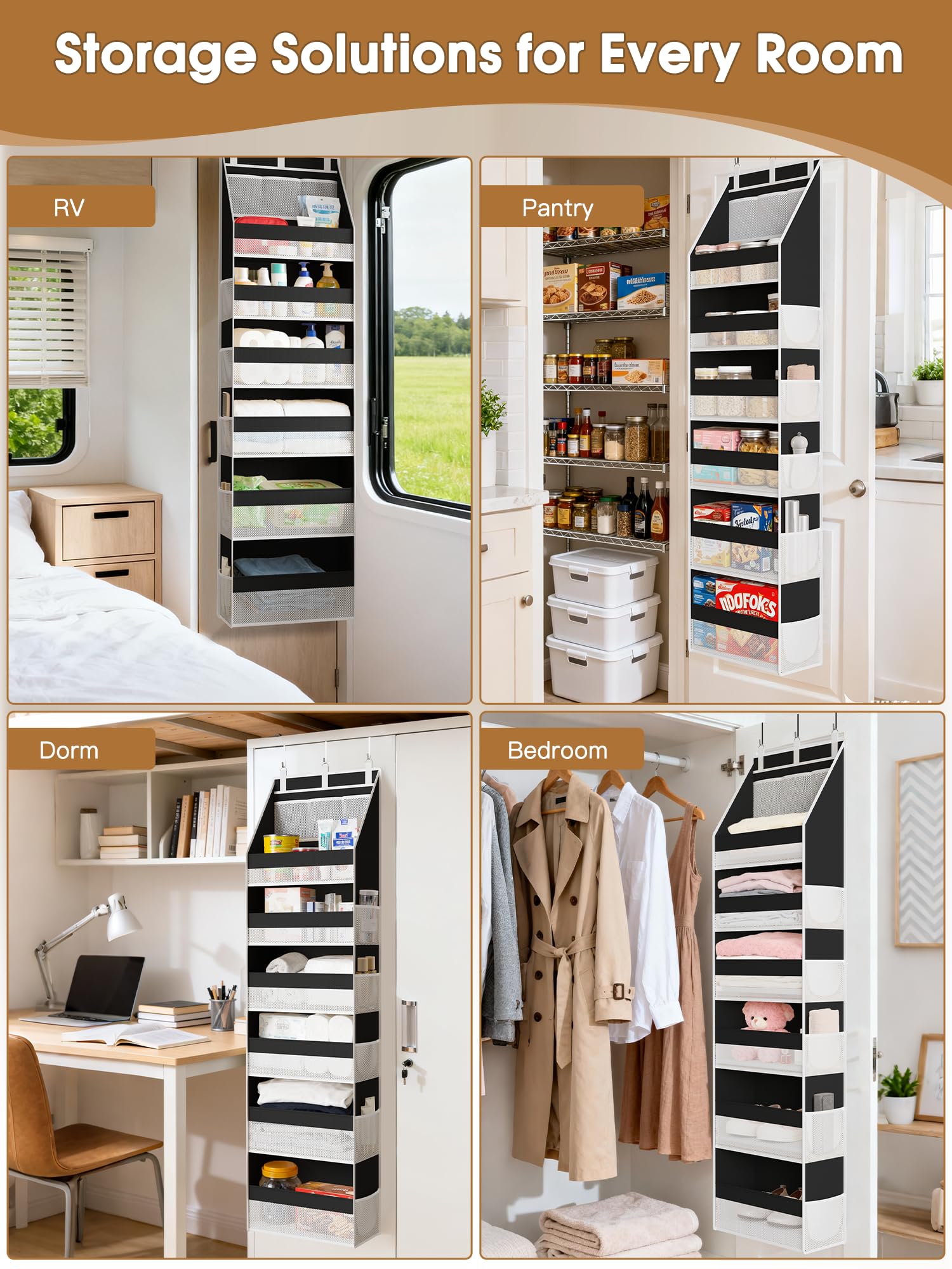 Criusia door-organizer-installation-with-hooks shows tool-free setup.