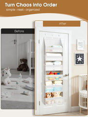 Criusia door organizer with 13 mesh pockets stores small items like chargers and cosmetics