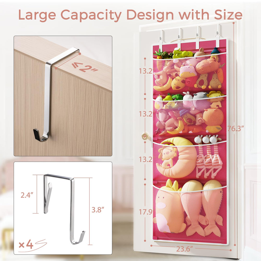 Criusia four-deep mesh pockets organizing stuffed animals and toys.