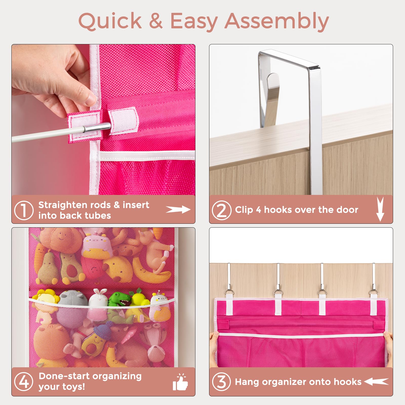 Criusia pink door organizer blending with decor and saving floor space.