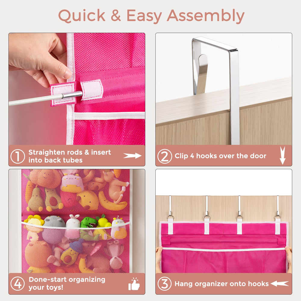 Criusia pink door organizer blending with decor and saving floor space.