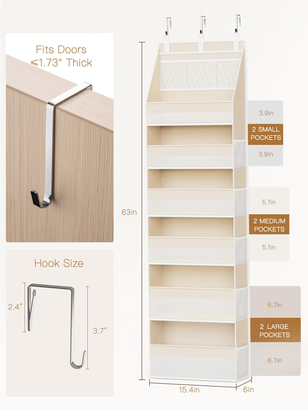 Criusia over-the-door organizer featuring 13 mesh pockets for small essentials.