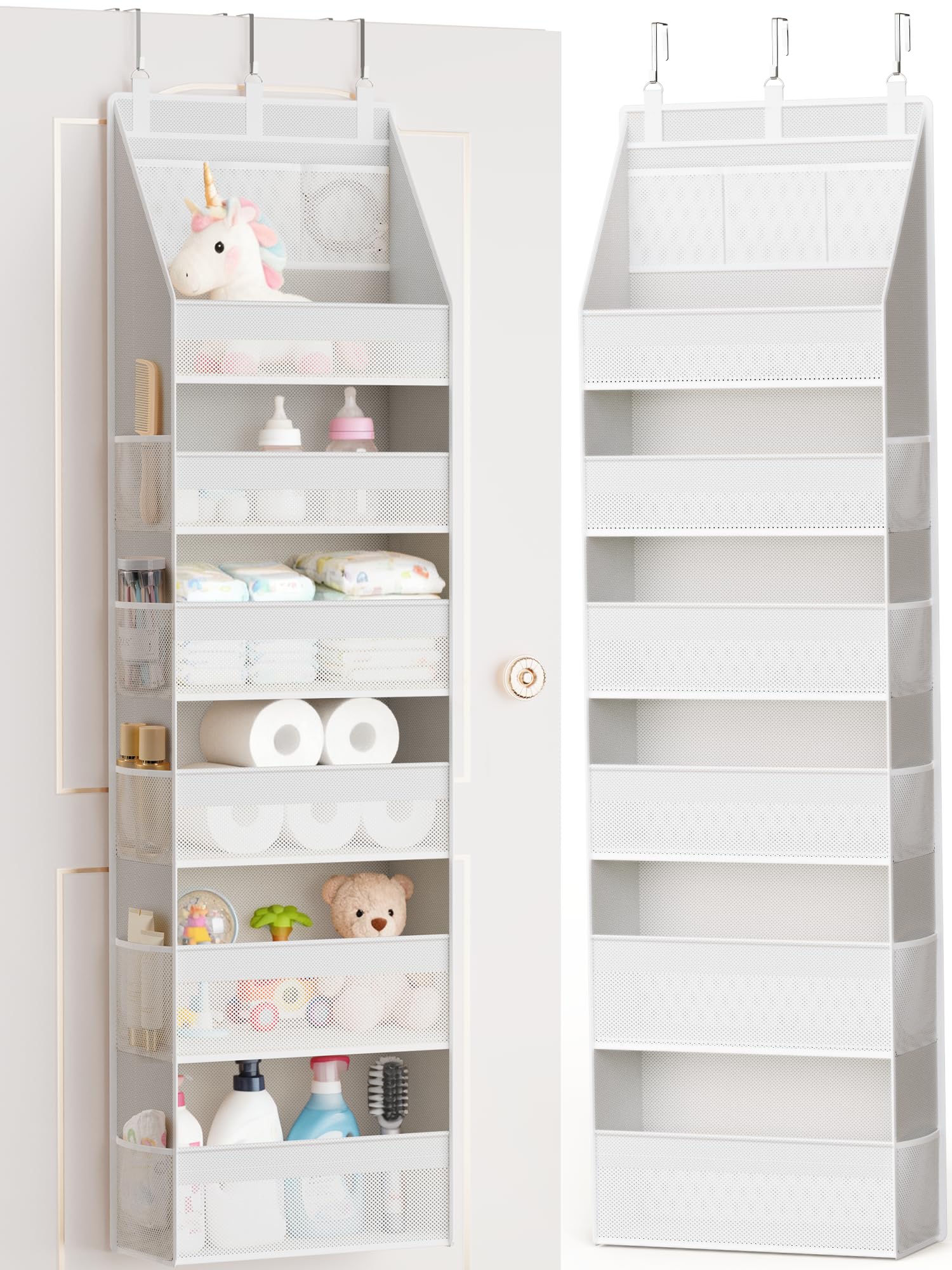 Criusia over-the-door organizer with 6 shelves keeps towels neatly organized behind the door
