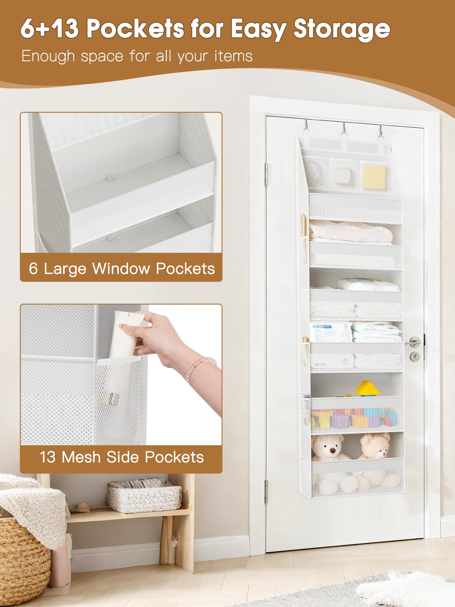 Criusia 6-shelf design ideal for towels, diapers, or clothing in nursery and bathroom