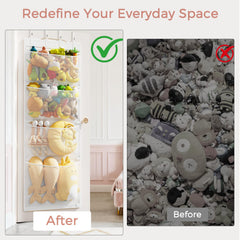 Criusia stuffed animal storage behind the door shows deep pockets for easy access.