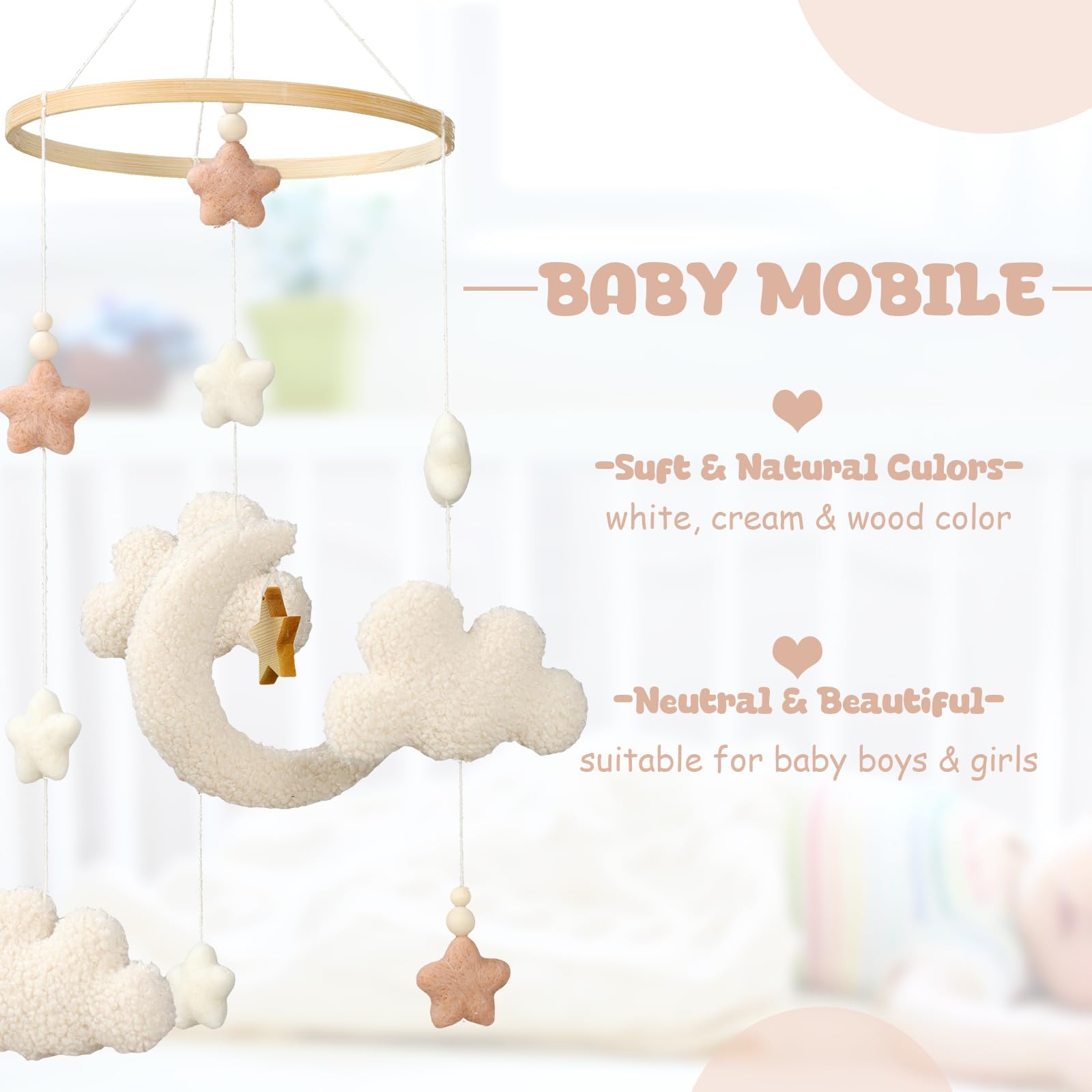 CroBlissful clouds mobile features soft felt shapes inviting exploration.