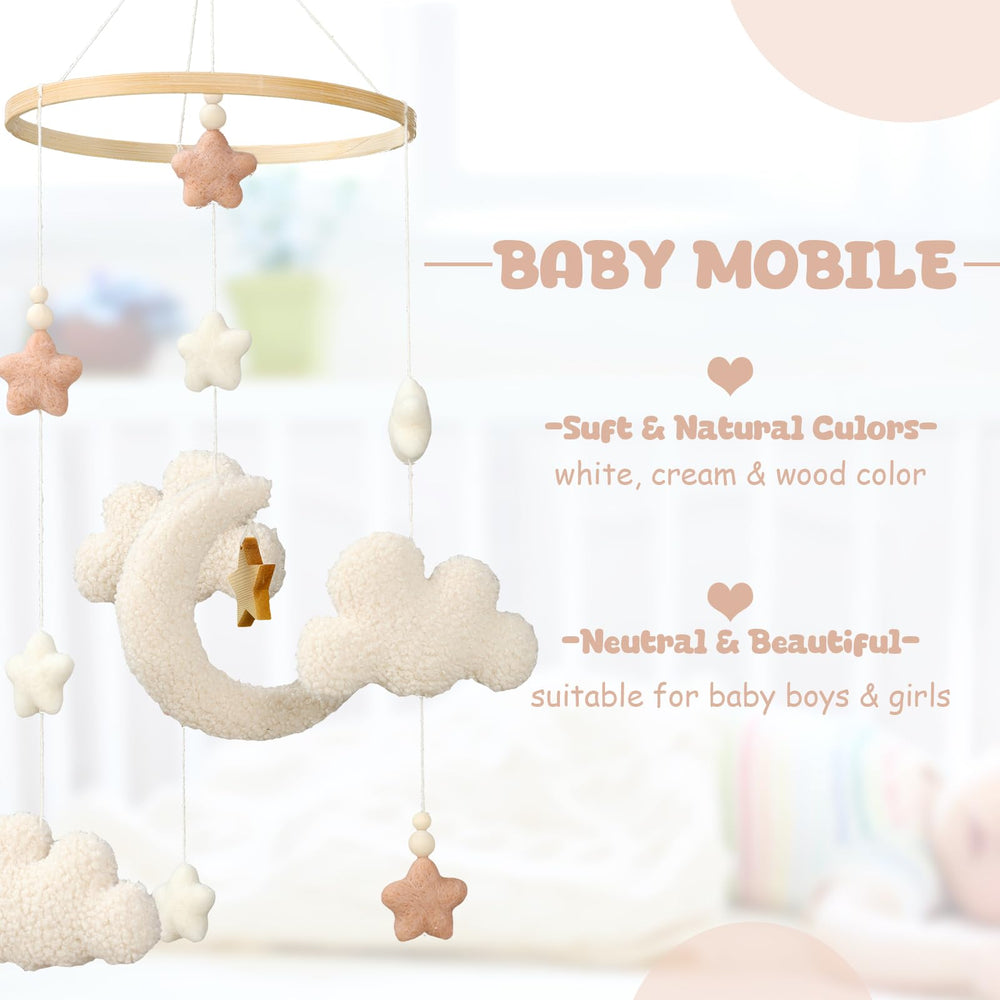 CroBlissful clouds mobile features soft felt shapes inviting exploration.