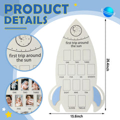CroBlissful first year wooden frame layout showcasing growth in 12 photo slots