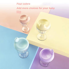 Crumye fancy wine glass sippy bottle yellow packaging, family-friendly design.