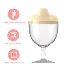 Crumye sippy cup yellow side view, goblet style, no-spill for little ones.