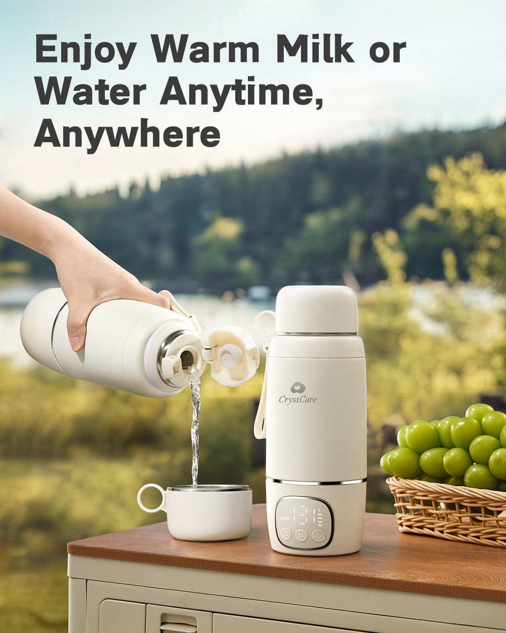 CrystCare compact travel design fits cup holders and backpacks
