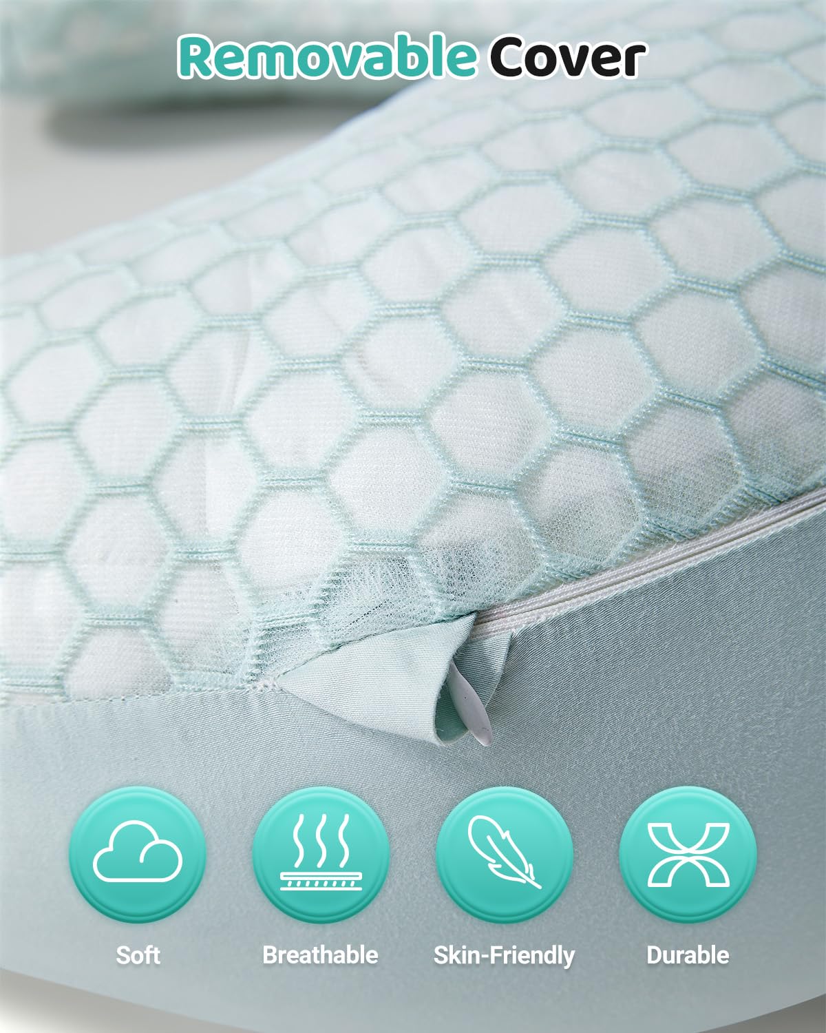 CrystCare nursing pillow dual-sided comfort with breathable cotton and mesh sides