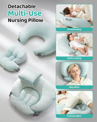 CrystCare nursing pillow in ergonomic support design cradling baby during feeding