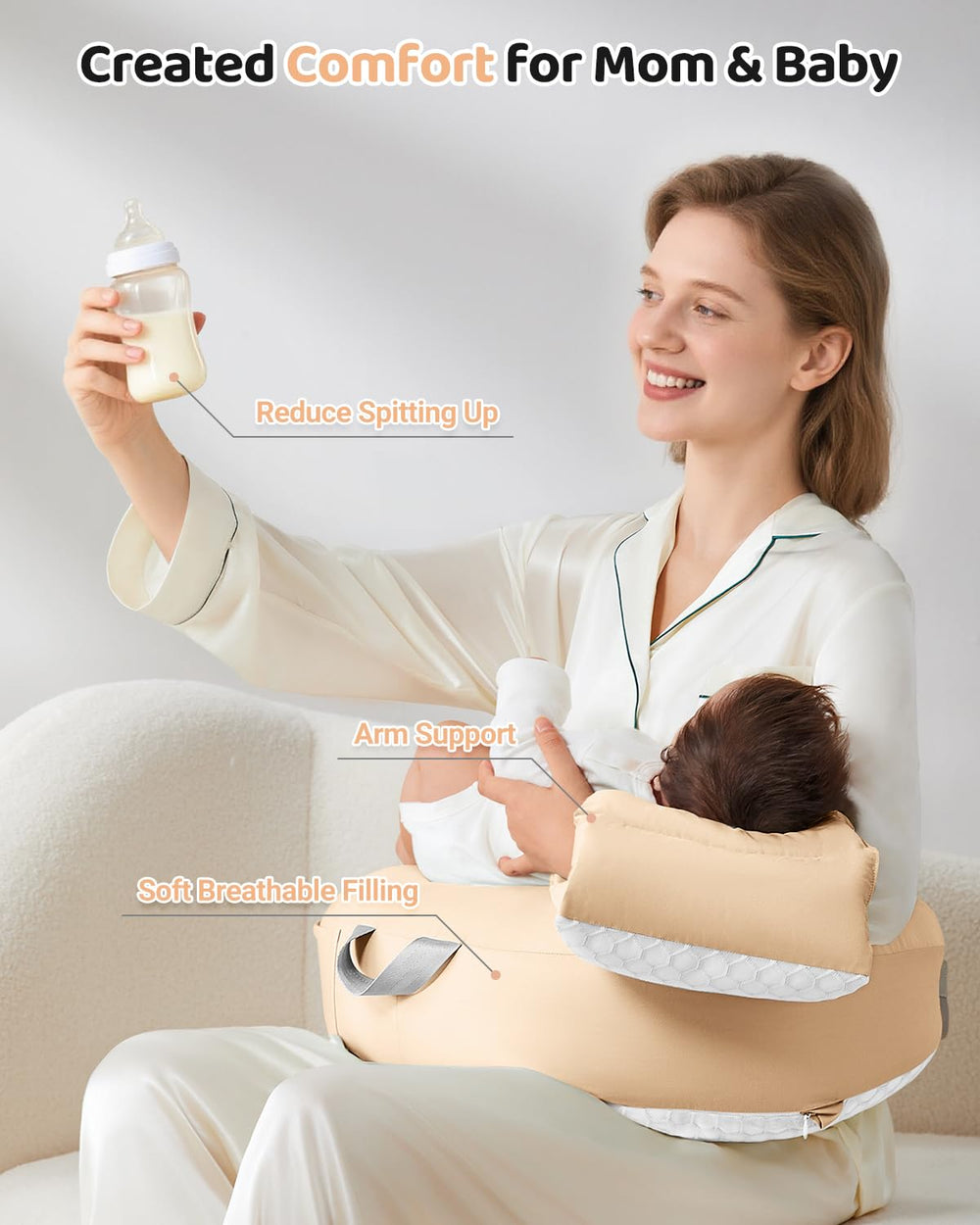 CrystCare nursing pillow offers versatile support for supervised play and bonding.