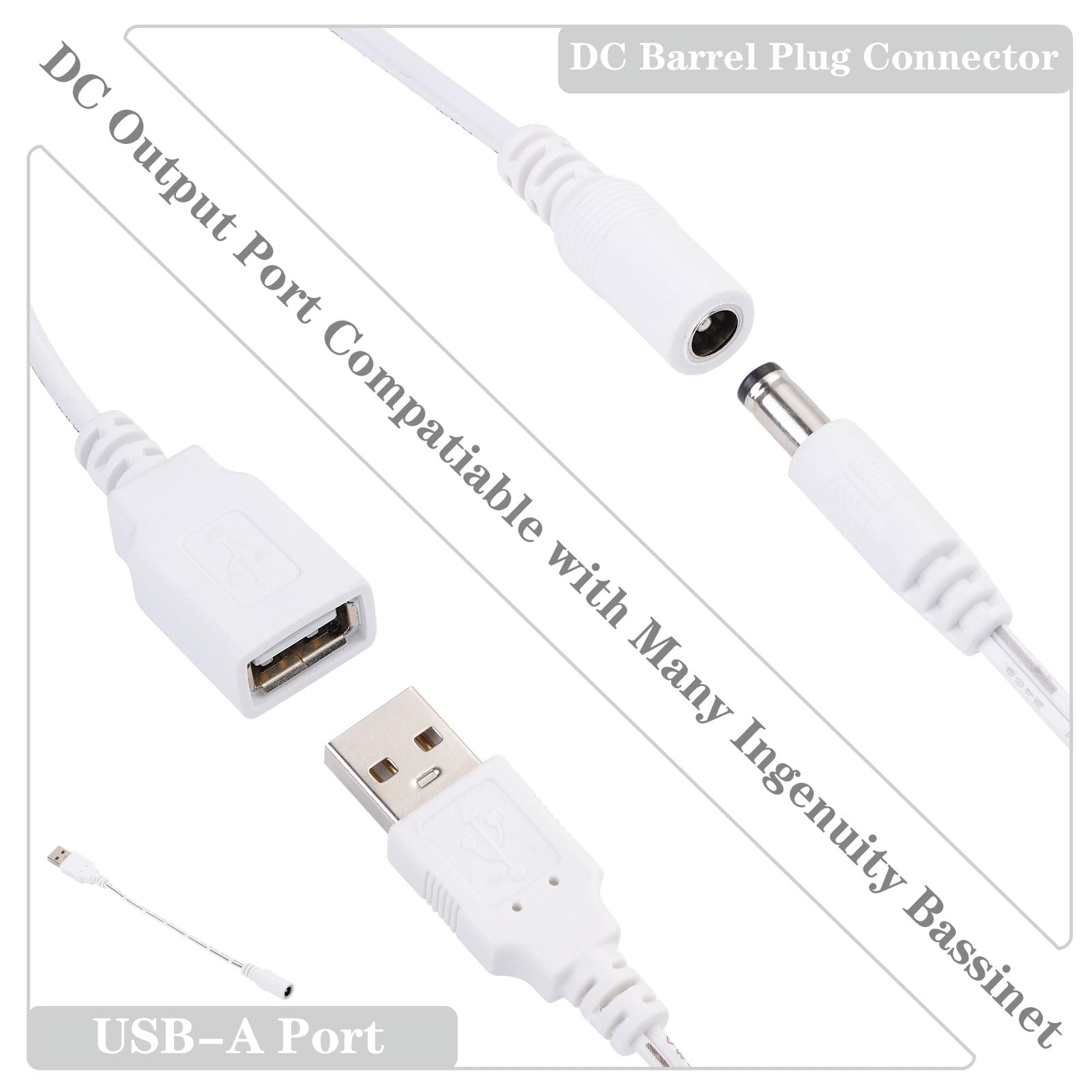 CSDWELL DC jack to USB cable demonstrates convenient power connection.