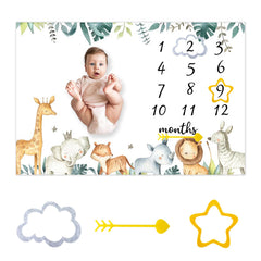 CSFOTO milestone blanket frame with jungle animals for adorable photos