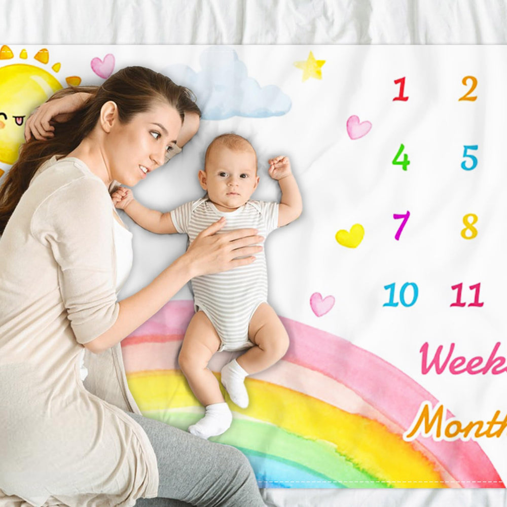 CSFOTO rainbow blanket and frame provide a clean backdrop for memories.