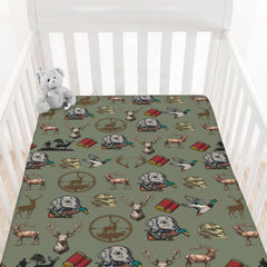 Cstdyfrv camouflage-pattern crib sheet showing soft, breathable fabric for baby comfort.