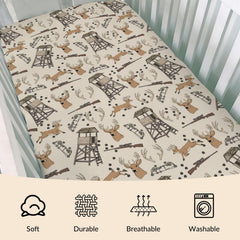 Cstdyfrv Deer Hunting crib sheet breathable fabric promotes comfortable naps.