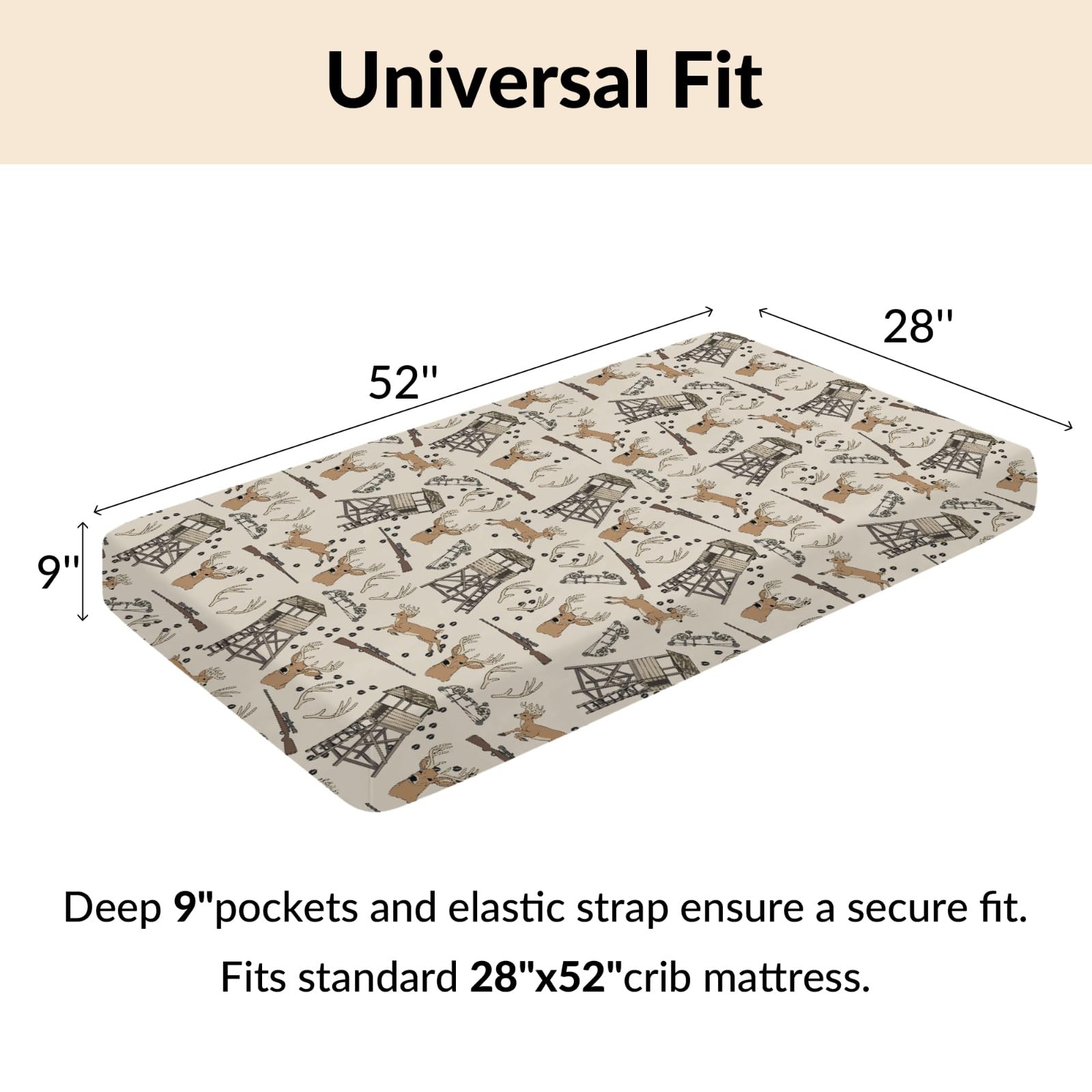 Cstdyfrv Deer Hunting crib sheet forest print brightens the nursery.