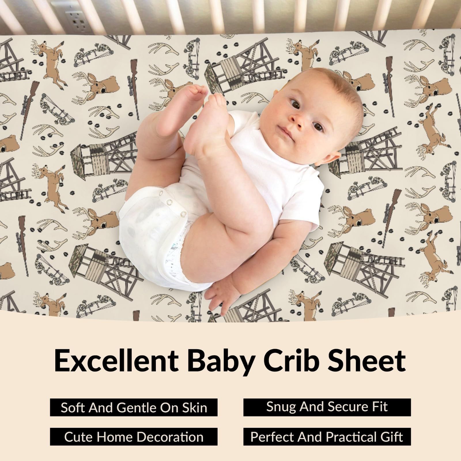 Cstdyfrv Deer Hunting crib sheet nursery decor friendly print for style.