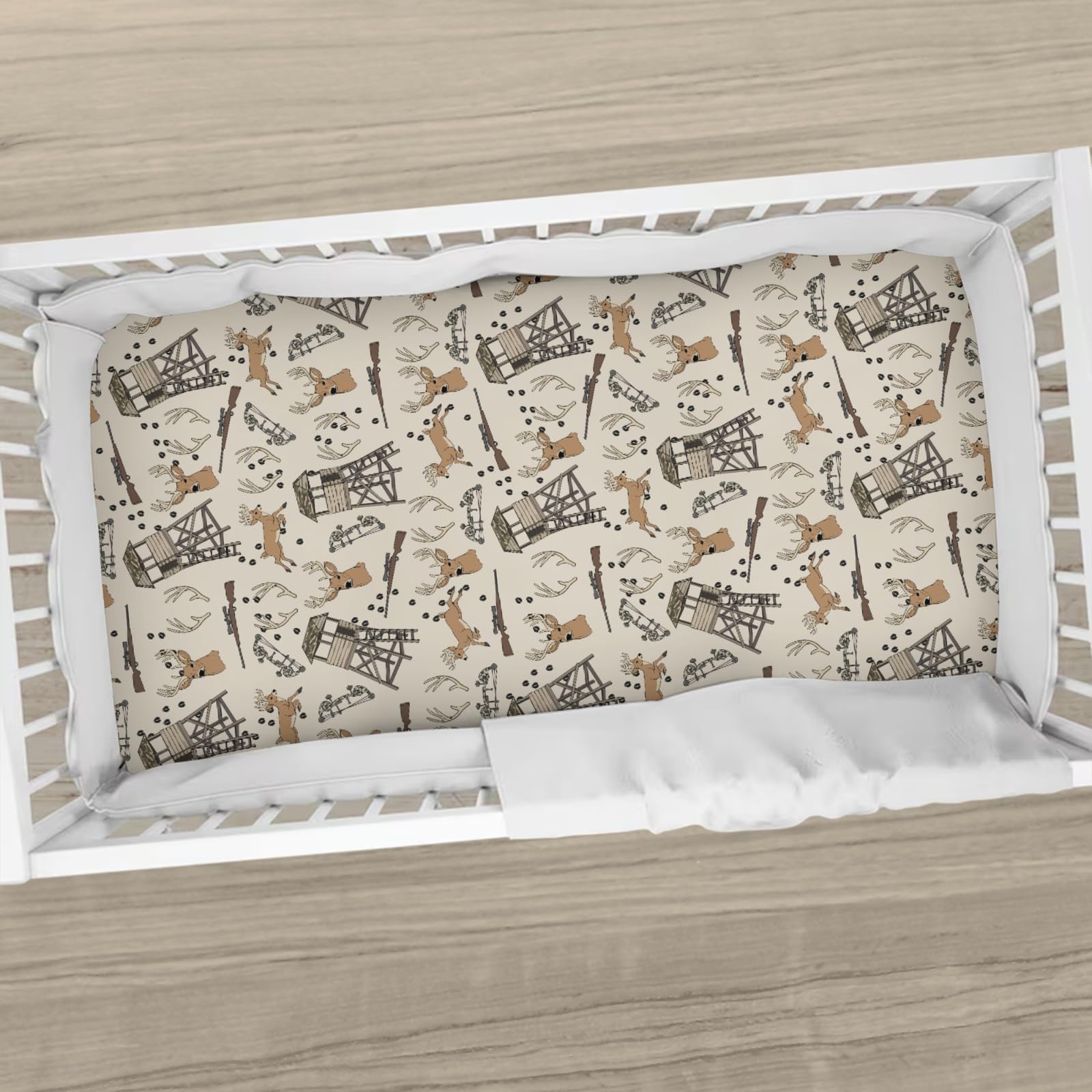 Cstdyfrv Deer Hunting crib sheet snug fit reduces sheet movement.