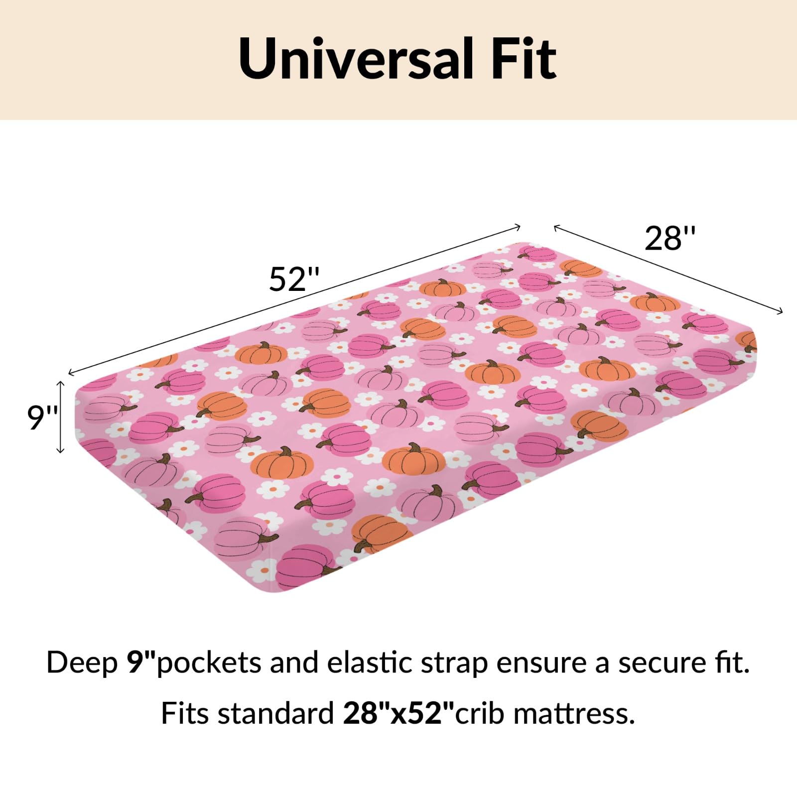 Cstdyfrv elastic-fit edges secure the sheet on standard cribs for safety