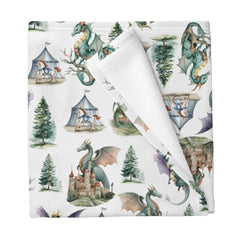 Cstdyfrv Fantasy dragons blanket with castles for cozy naps.