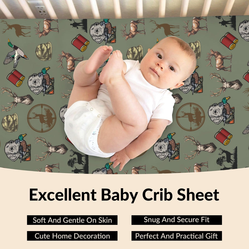 Cstdyfrv gender-neutral camouflage crib sheet for versatile nursery styling.