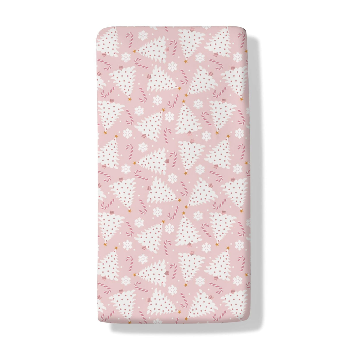 Cstdyfrv pink Christmas trees crib sheet adds festive charm to baby's sleep routine.