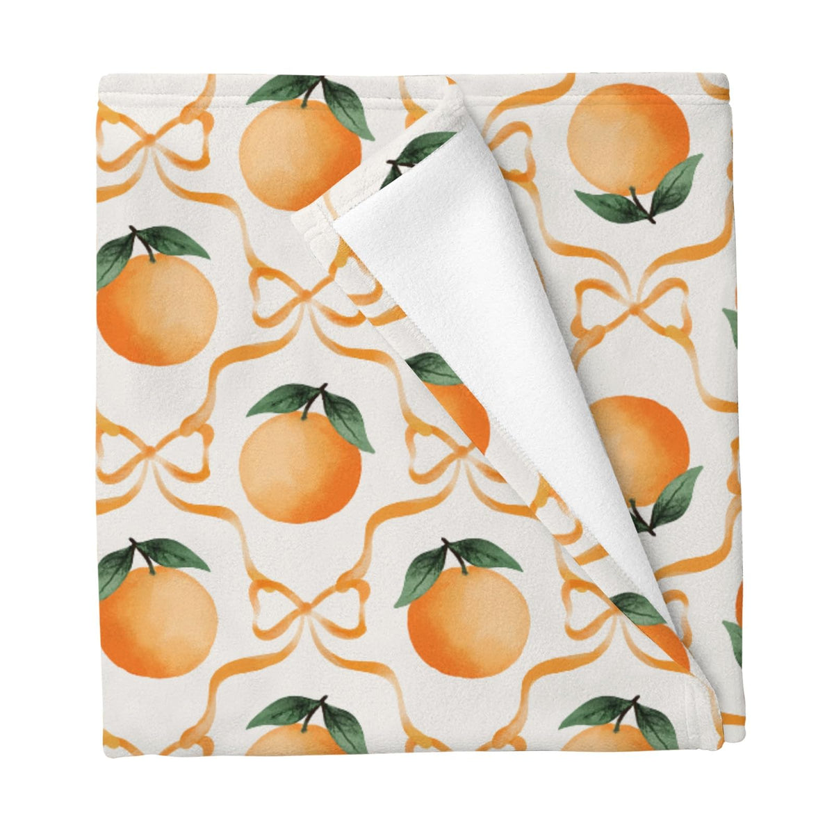 Cstdyfrv Watercolor Oranges Bows blanket closeup highlights soft, breathable fabric for cozy swaddling.