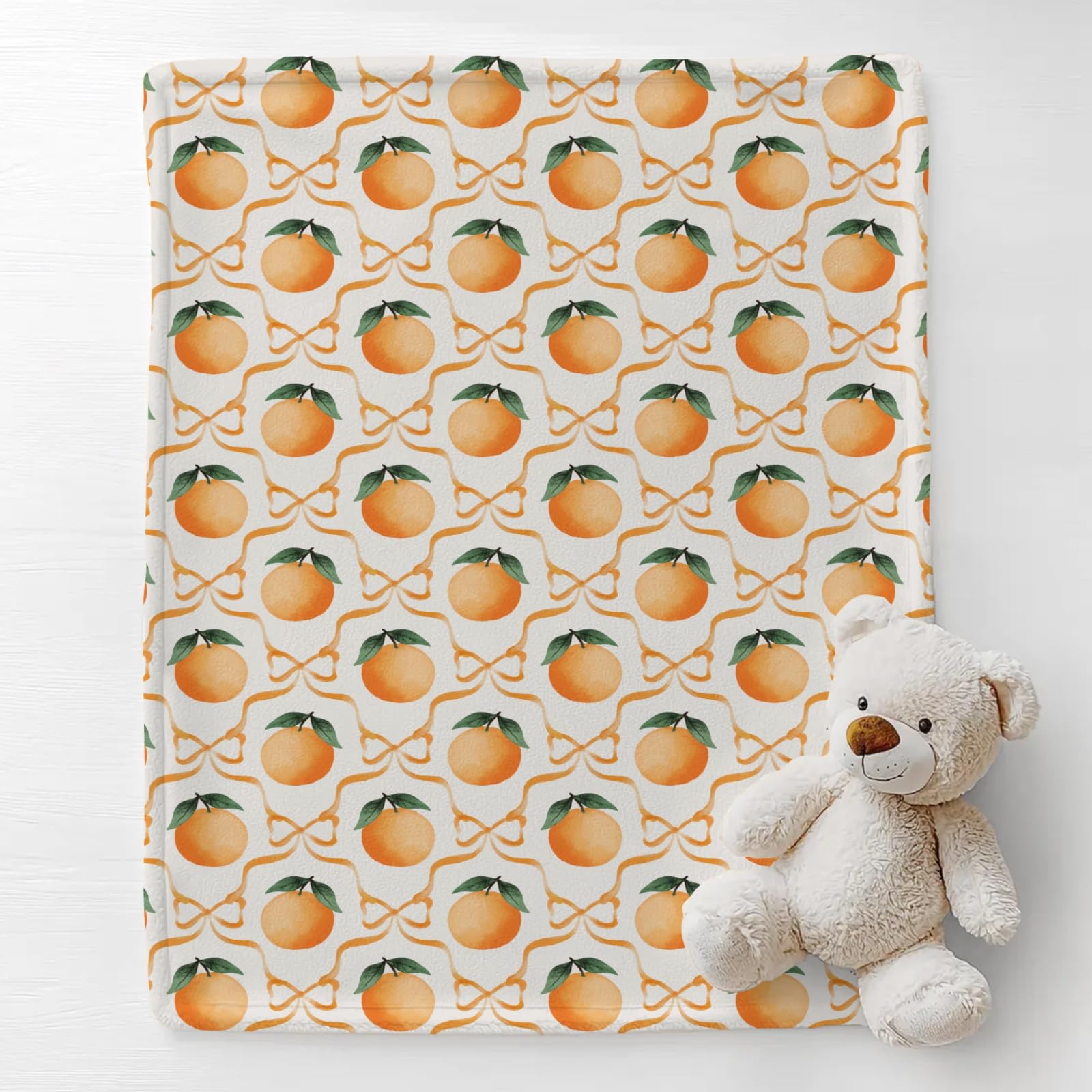 Cstdyfrv Watercolor Oranges Bows full-wrap design for nursery decor and gentle styling.