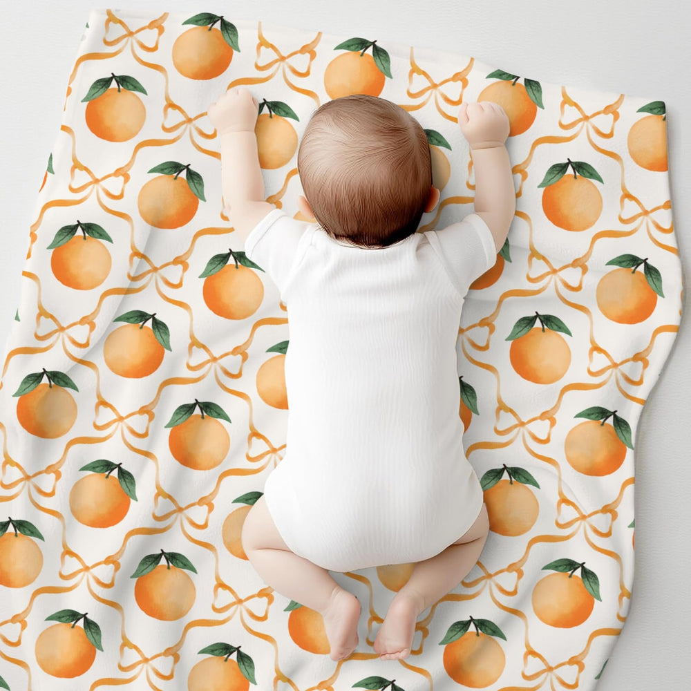 Cstdyfrv Watercolor Oranges Bows stroller cover provides shade and privacy on walks.