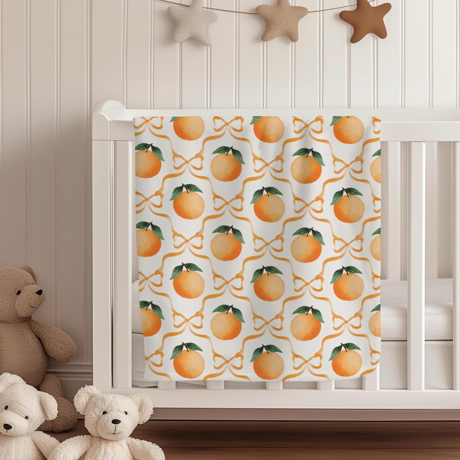 Cstdyfrv Watercolor Oranges Bows travel blanket ideal for on-the-go comfort.