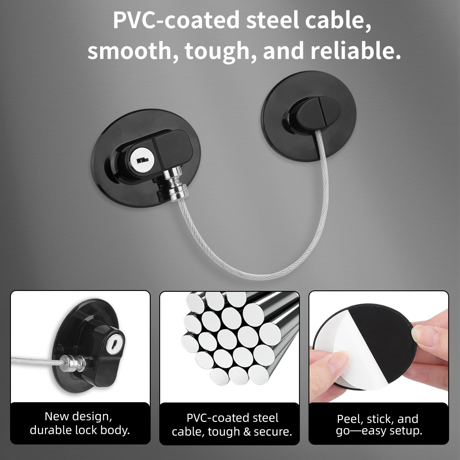 CTEOUNPT fridge lock with durable steel wire stays reliable through daily use.