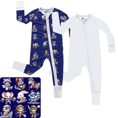 CubbieMoon two-way zipper pajama close-up, easy diaper changes with skin-safe guard.