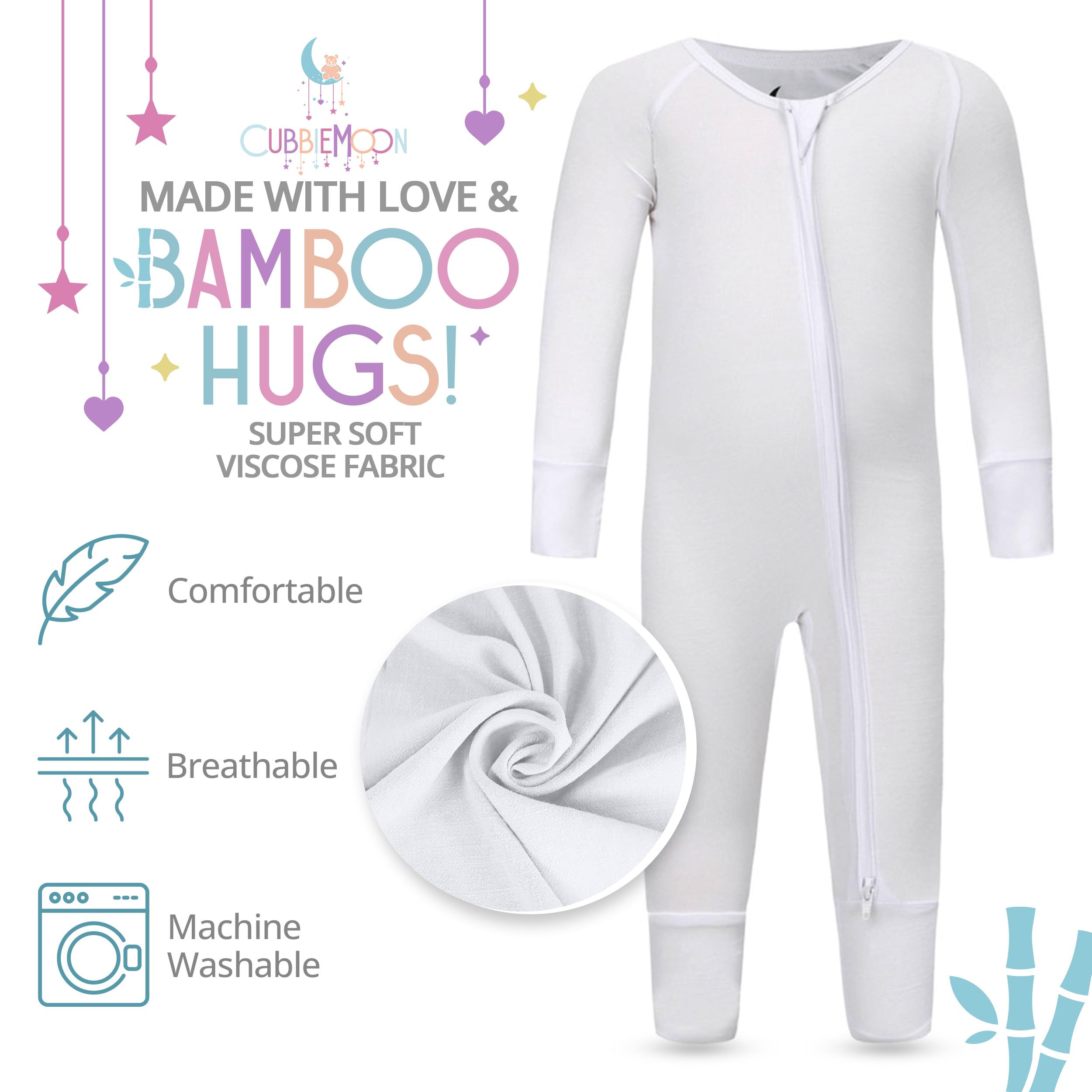 CubbieMoon fold-over mittens and feet feature, flexible warmth for naps and play.