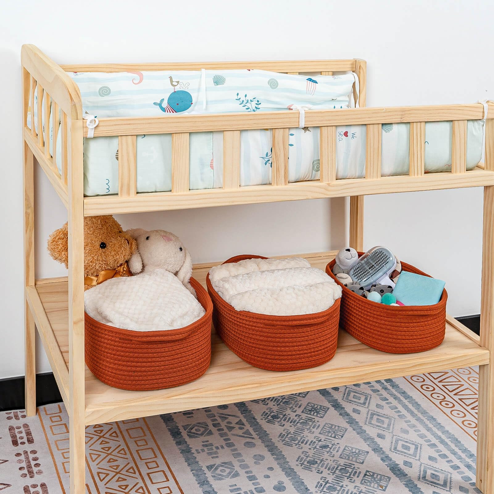 Cubeland basket with handles ideal for countertop or dresser organization.
