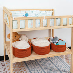 Cubeland basket with handles ideal for countertop or dresser organization.