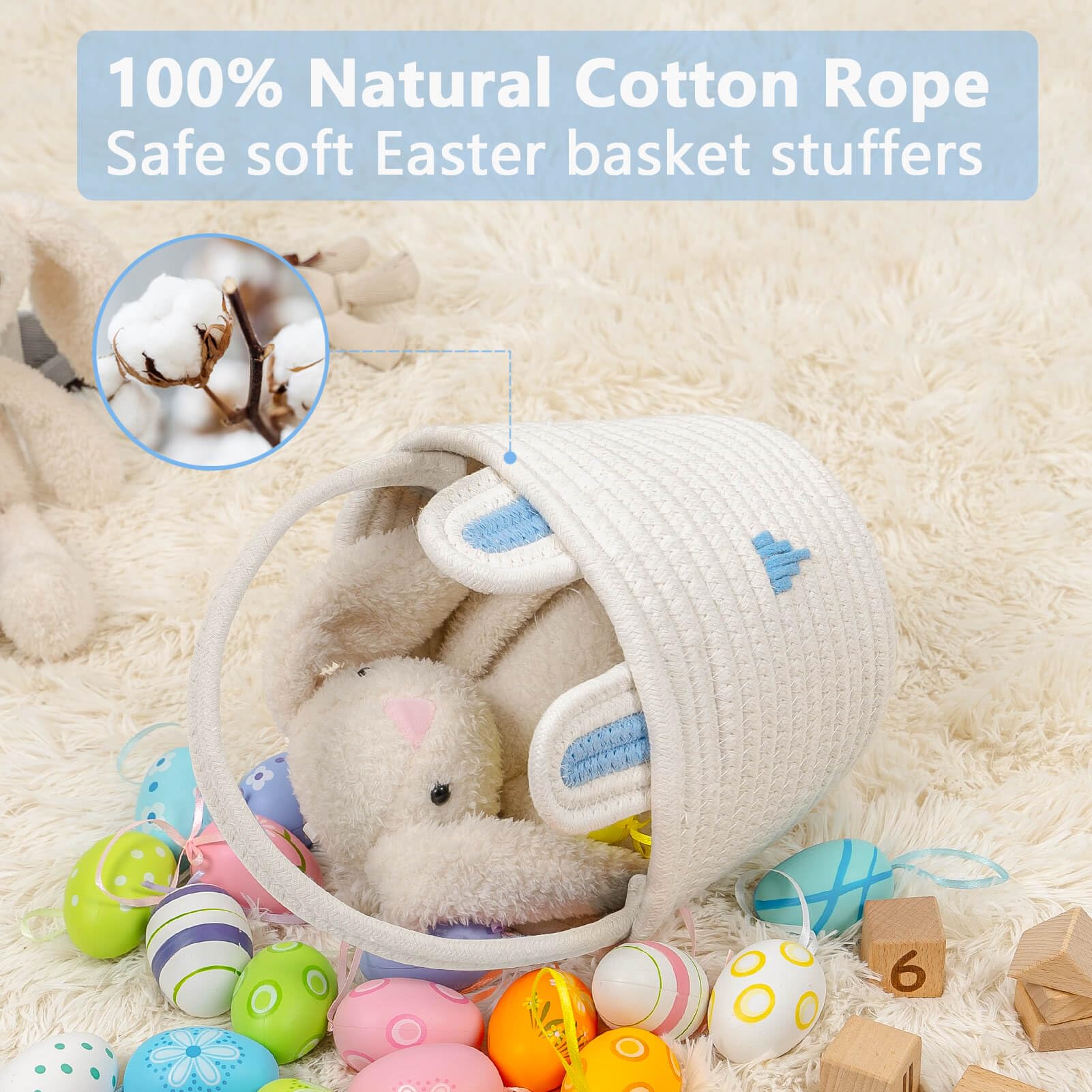 CubesLand colorful woven Easter basket for kids' decor and fun