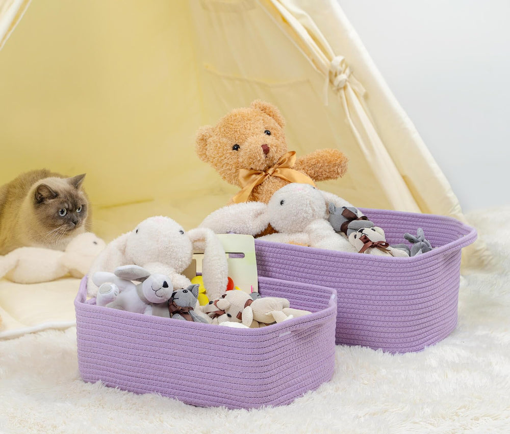 Cubeland purple nursery toy basket helps tidy baby toys