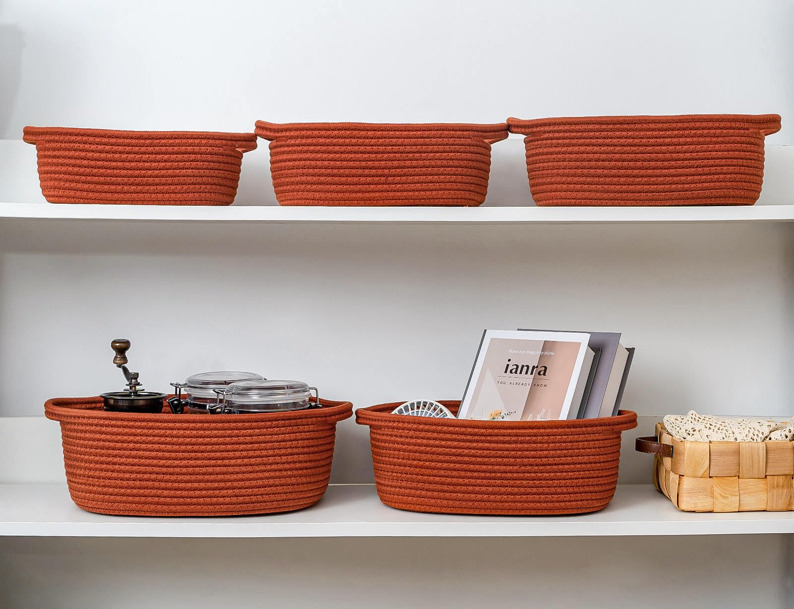 Cubeland rectangle nested baskets demonstrate space-saving, compact storage when not in use.