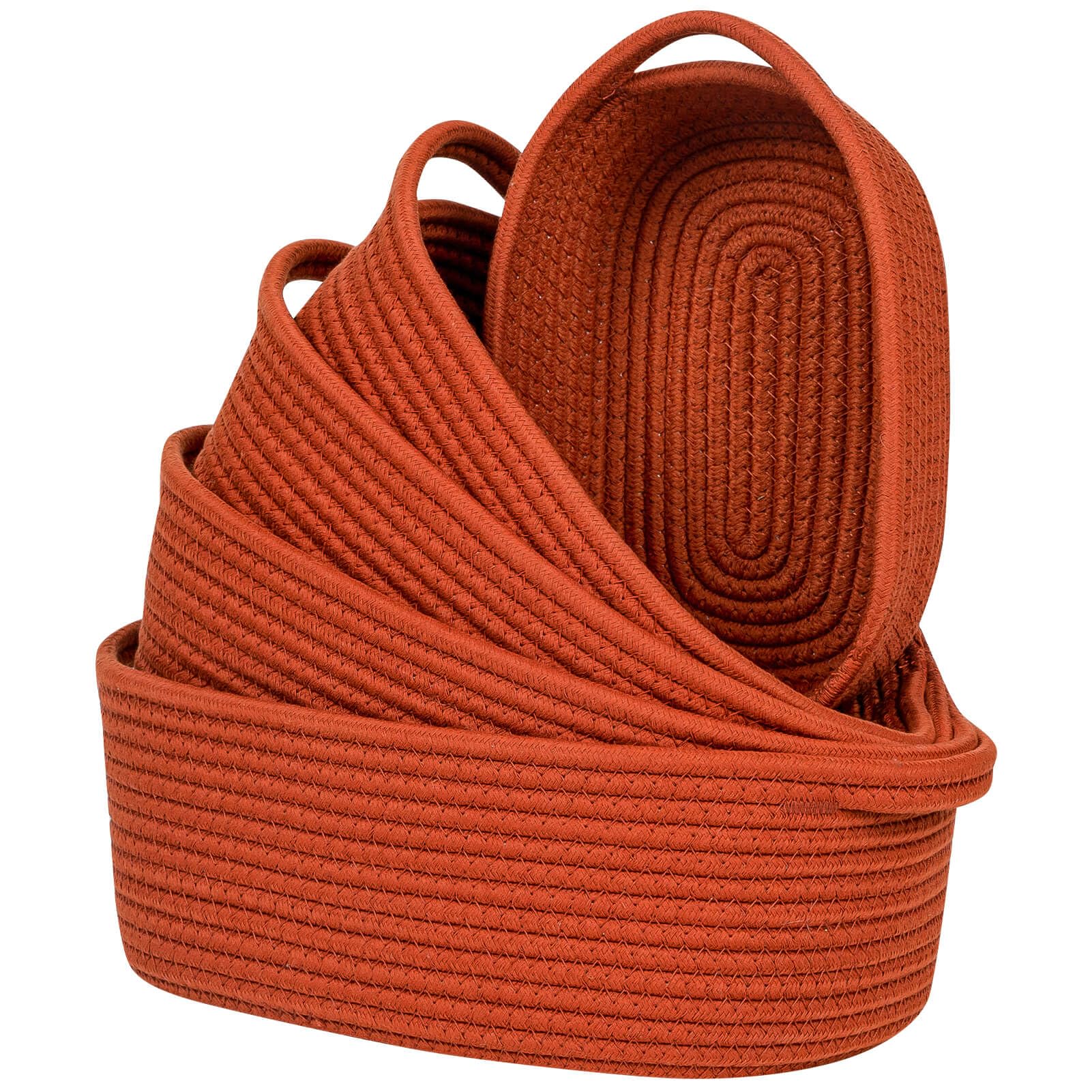 Cubeland small cotton rope baskets set of five on a shelf for versatile organization.