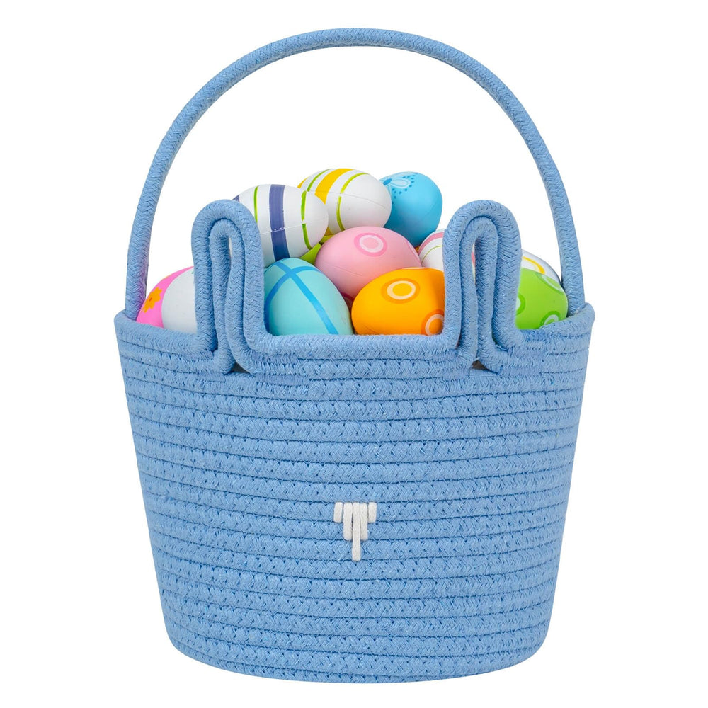 CubesLand blue boys Easter basket full view for egg hunts and gifts.