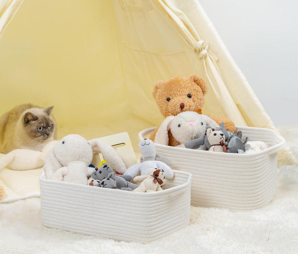 CubesLand handled storage basket for closet easy pull-out and versatile organization