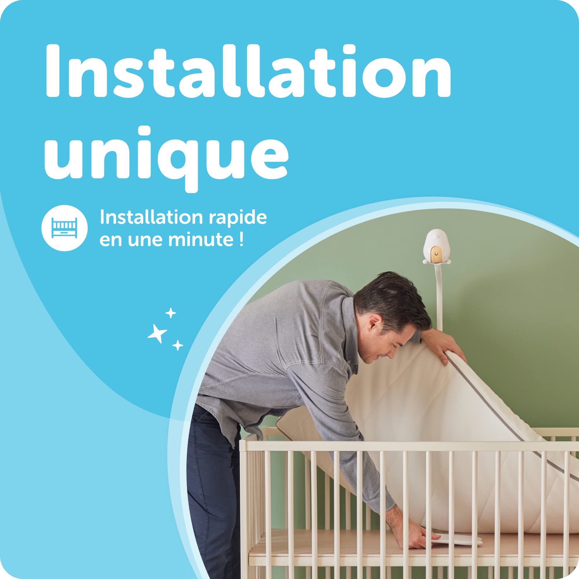 CuboAi Sleep Sensor Pad operates non-contact to preserve baby's space.