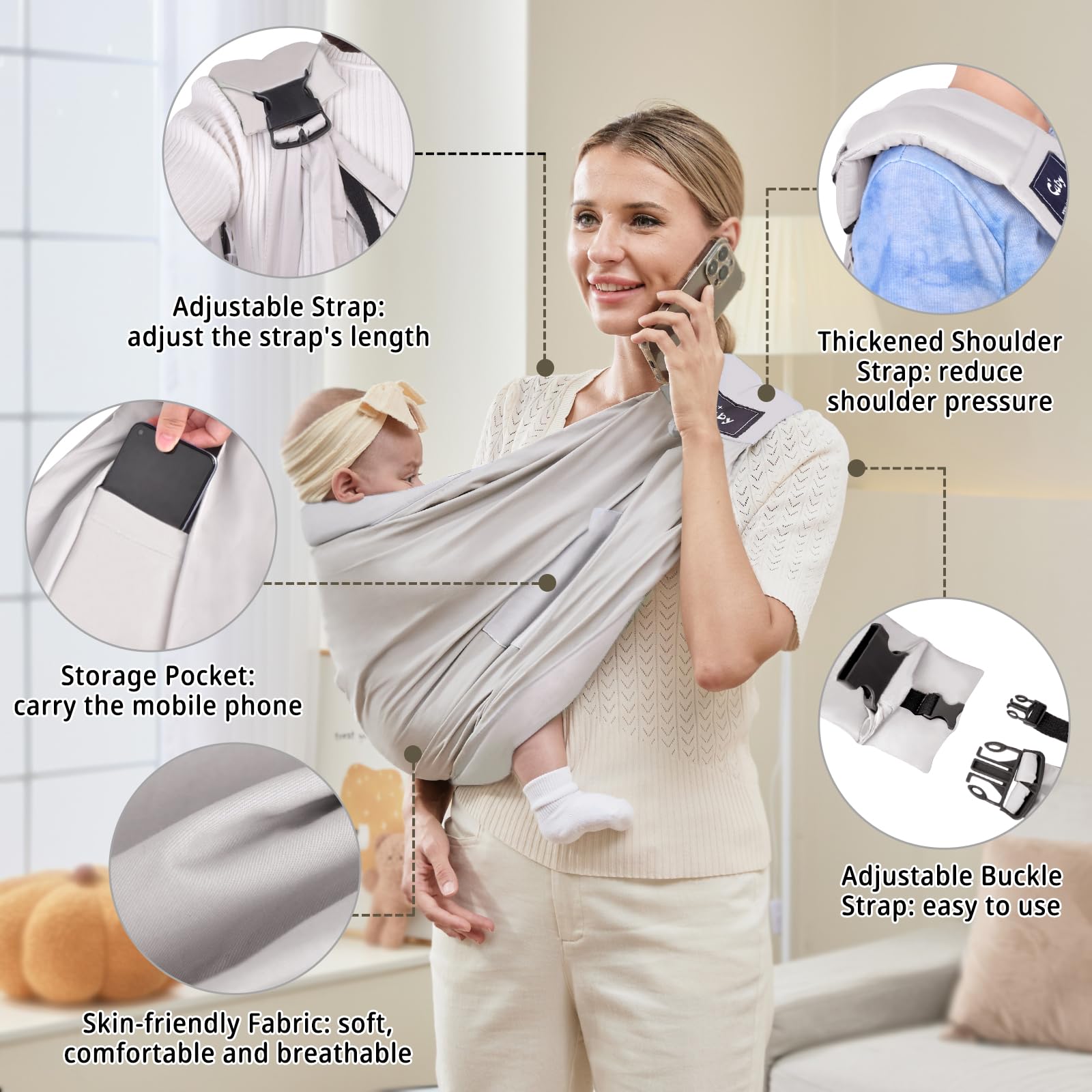 Cuby carrier with 5mm cotton pad bottom for added baby security and comfort.