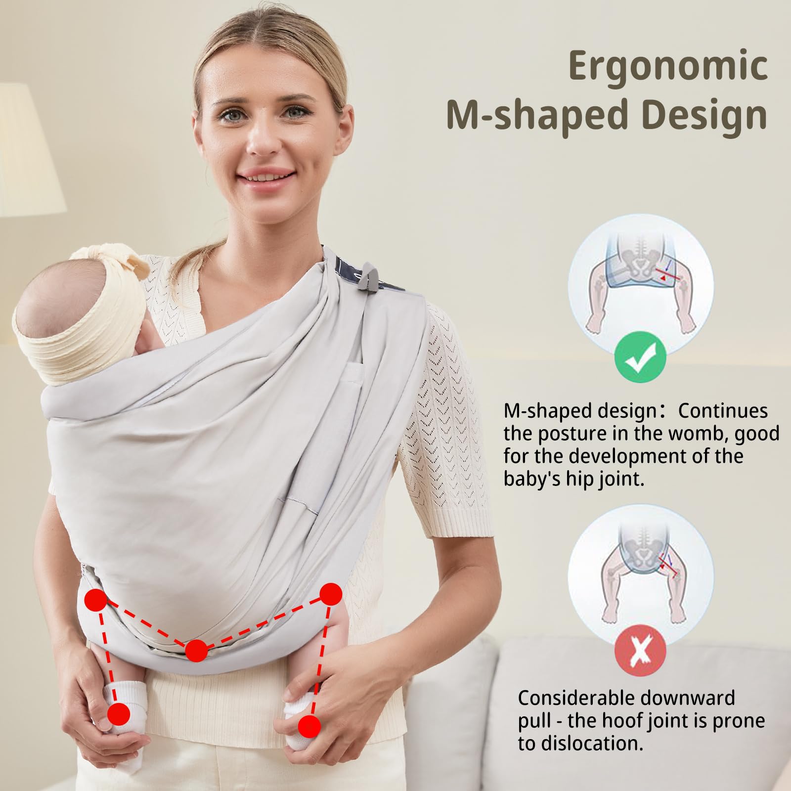 Cuby adjustable-length sling at 53-57 cm for a custom fit.